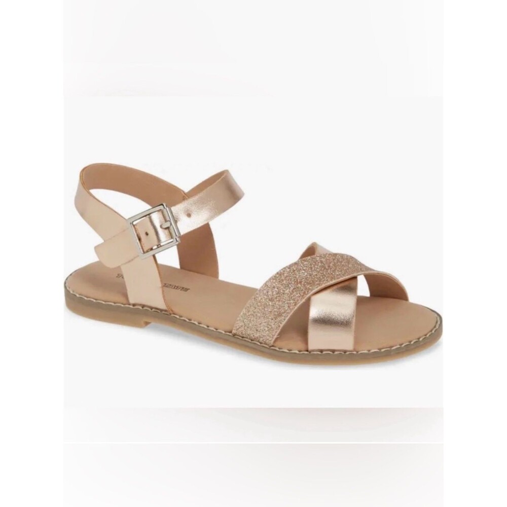 Tucker + Tate Rose Gold Glitter Cross-Strap Summer Formal Sandals Little Girls 2